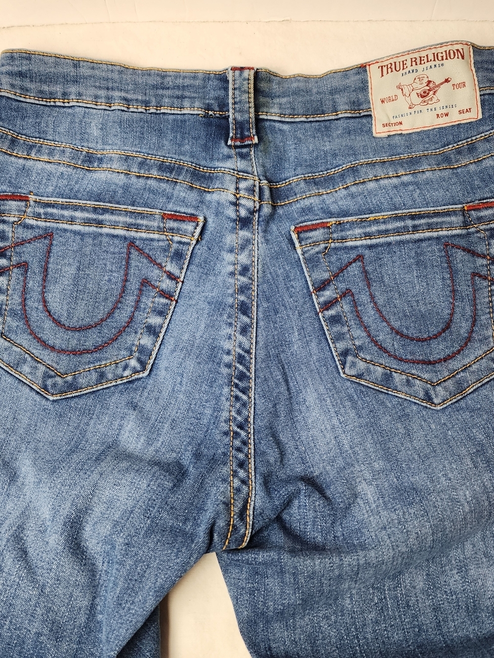 True Religion Jennie Curvy Mid-rise Super Skinny Jeans Red Stitching 29
